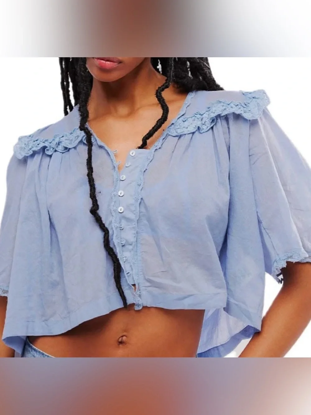 Free People Blue Luna Cottagecore Top